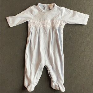 Kissy Kissy Hand Smocked CLB Charmed Blue Footie
